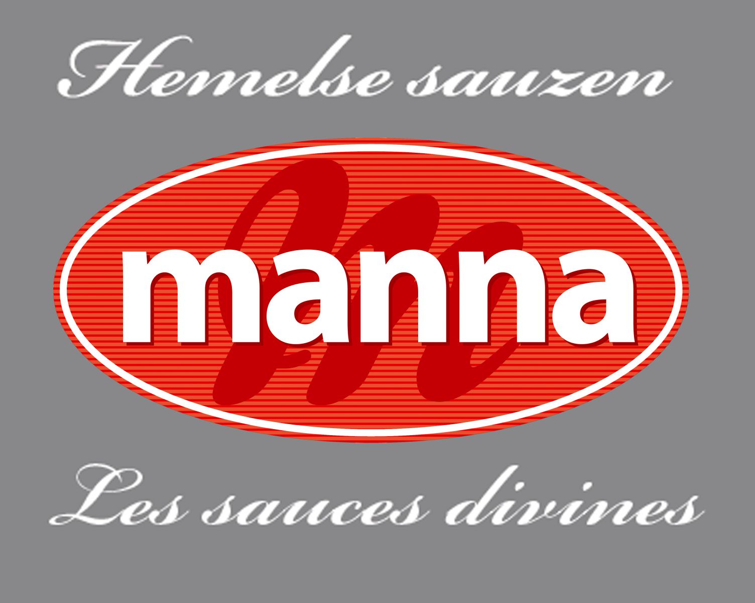 Manna met slogan boven en onder