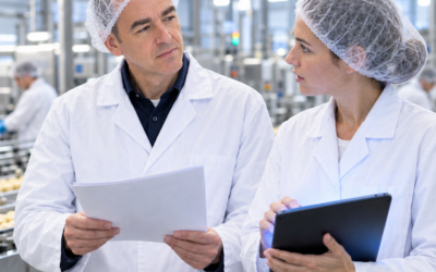 Professionele kwaliteitsinspectie in productiefaciliteit AI bij food safety audits